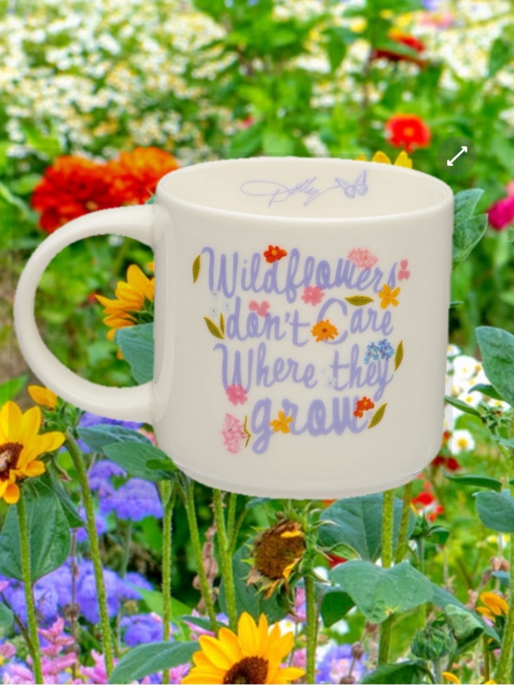 Dolly Parton Wildflower Ceramic Mug - Cream Floral Design